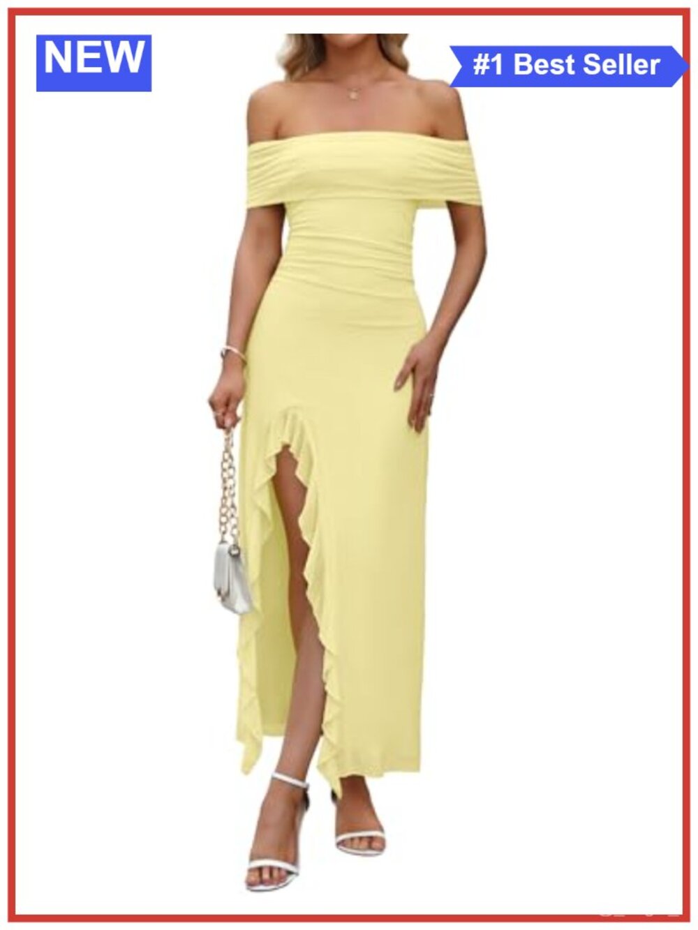 Off Shoulder Bodycon Maxi Dress Ruched Mesh Slit Party